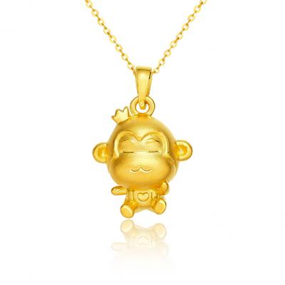 3D硬金-可爱猴子/足金硬金吊坠
