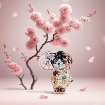 麒麟珠宝Qeelin 推出一枚 Sakura Bo Bo 钻石挂坠：赏樱季大熊猫